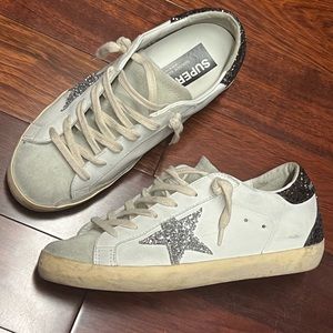 Golden Goose Super-Star Glitter Detail Low Top Sneaker Size 38